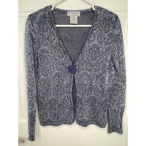 Vintage NorthStyle Women's S Sweater Cardigan Floral Damask Print